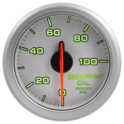 Autometer Airdrive 2-1/6in Oil Pressure Gauge 0-100 PSI - Silver