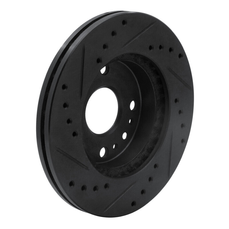 R1 Concepts R1 94-02 Ford ASPIRE Front Right Drilled & Slotted Black Brake Rotor