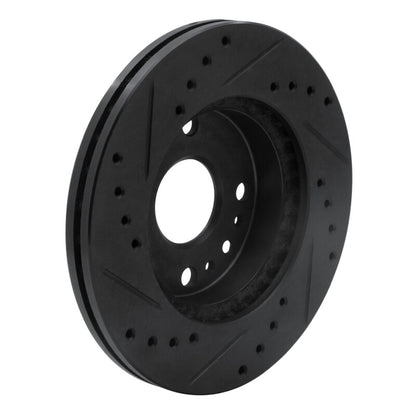R1 Concepts R1 94-02 Ford ASPIRE Front Right Drilled & Slotted Black Brake Rotor