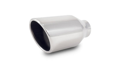 Vibrant 4in Round SS Exhaust Tip (Double Wall Resonated Angle Cut Rolled Edge)