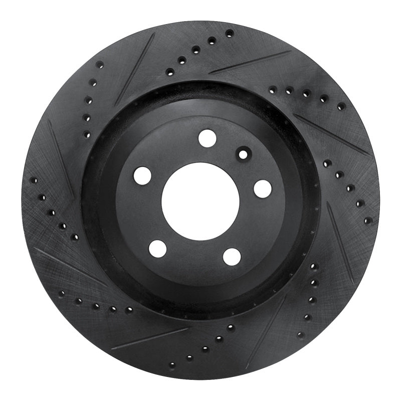 R1 Concepts R1 05-11 Audi A6 Quattro Rear Left Drilled & Slotted Black Brake Rotor