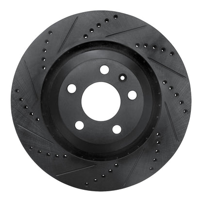 R1 Concepts R1 05-11 Audi A6 Quattro Rear Left Drilled & Slotted Black Brake Rotor