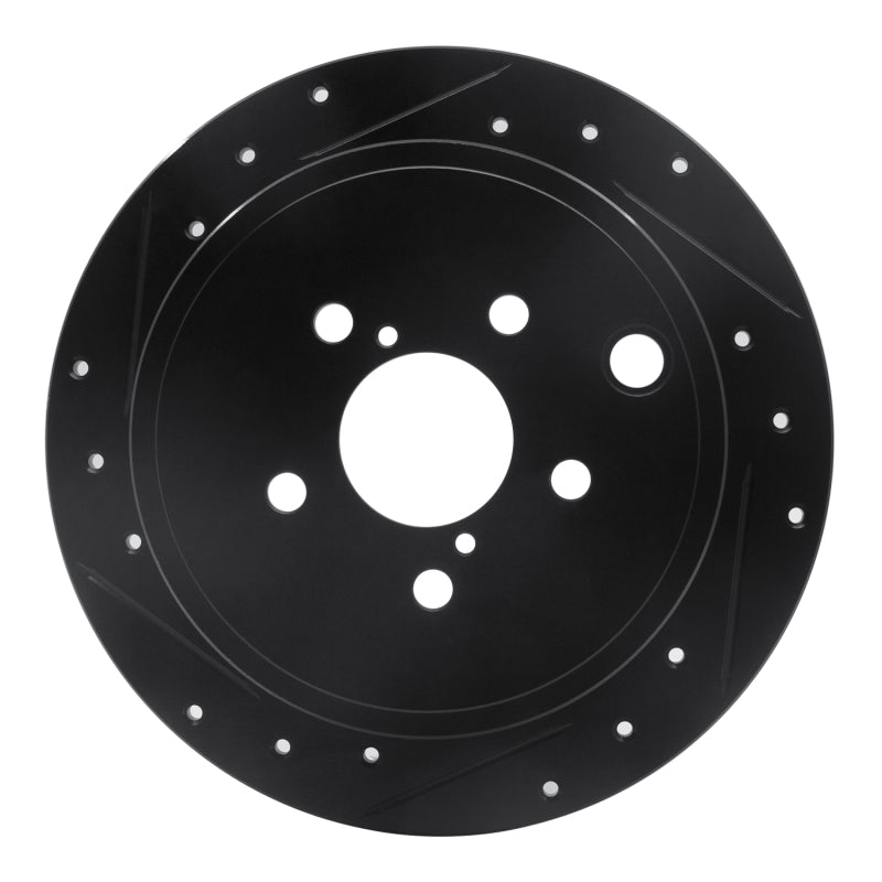 R1 Concepts R1 08-15 Subaru Forester Rear Left Drilled & Slotted Black Brake Rotor