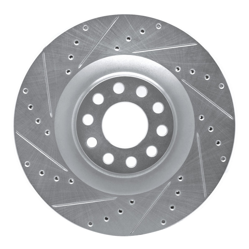 R1 Concepts R1 01-03 Audi S8 Front Left Drilled & Slotted Silver Brake Rotor