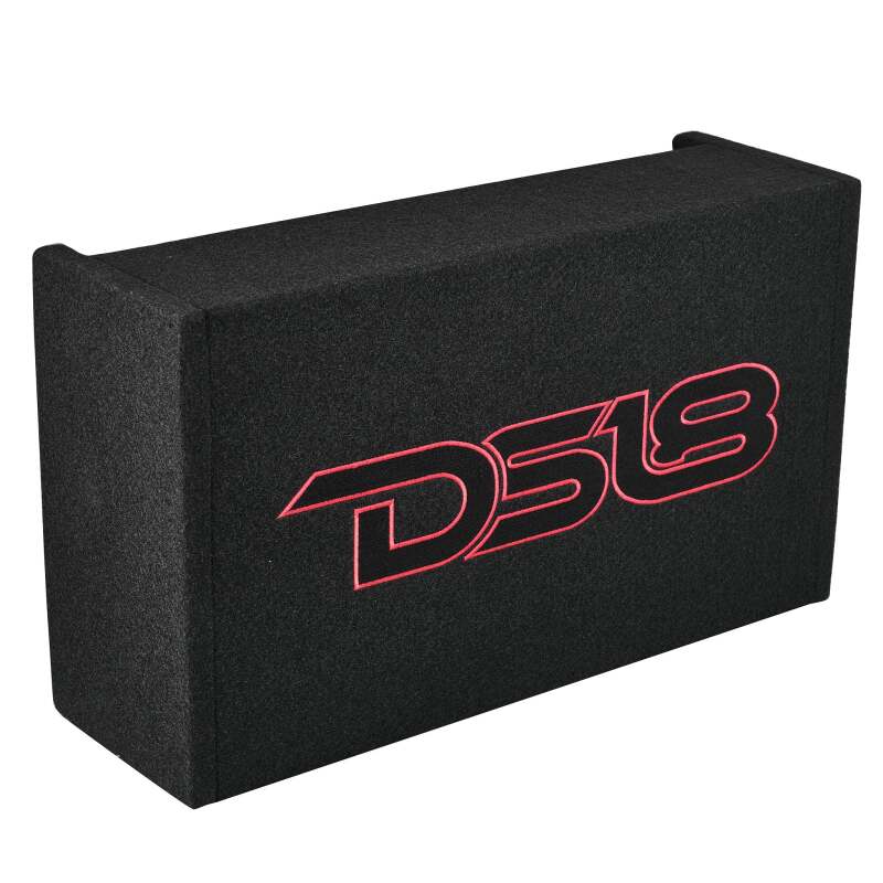 DS18 Single 10in Shallow Subwoofer & Enclosure 300 Watt RMS Downfiring Sealed Black Carpet Amplified