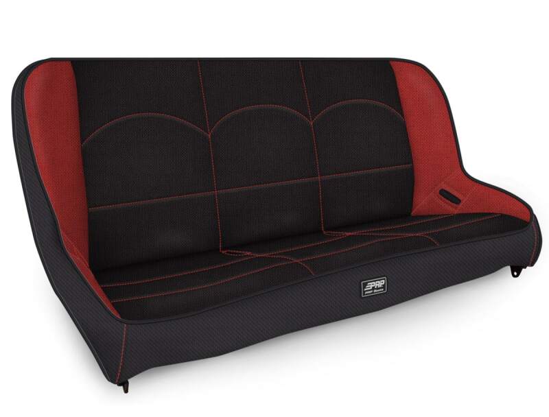 PRP Seats PRP Jeep CJ7/YJ Low Back Rear Bench - Black/Red