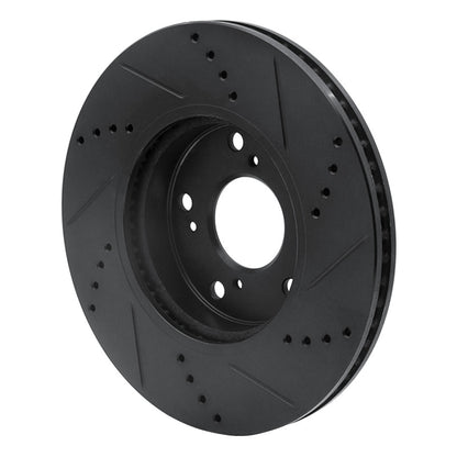 R1 Concepts R1 2016-2025 Honda Accord Coupe Front Left Drilled & Slotted Black Brake Rotor