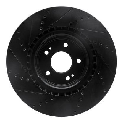 R1 Concepts R1 10-16 Hyundai Genesis Coupe Front Right Drilled & Slotted Black Brake Rotor