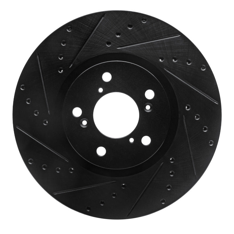 R1 Concepts R1 07-20 Acura MDX Front Left Drilled & Slotted Black Brake Rotor