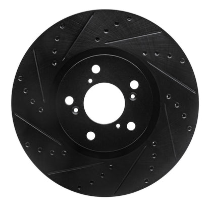 R1 Concepts R1 07-20 Acura MDX Front Left Drilled & Slotted Black Brake Rotor