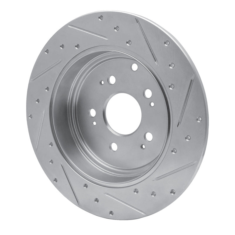 R1 Concepts R1 06-14 Honda Ridgeline Rear Left Drilled & Slotted Silver Brake Rotor