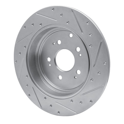 R1 Concepts R1 06-14 Honda Ridgeline Rear Left Drilled & Slotted Silver Brake Rotor
