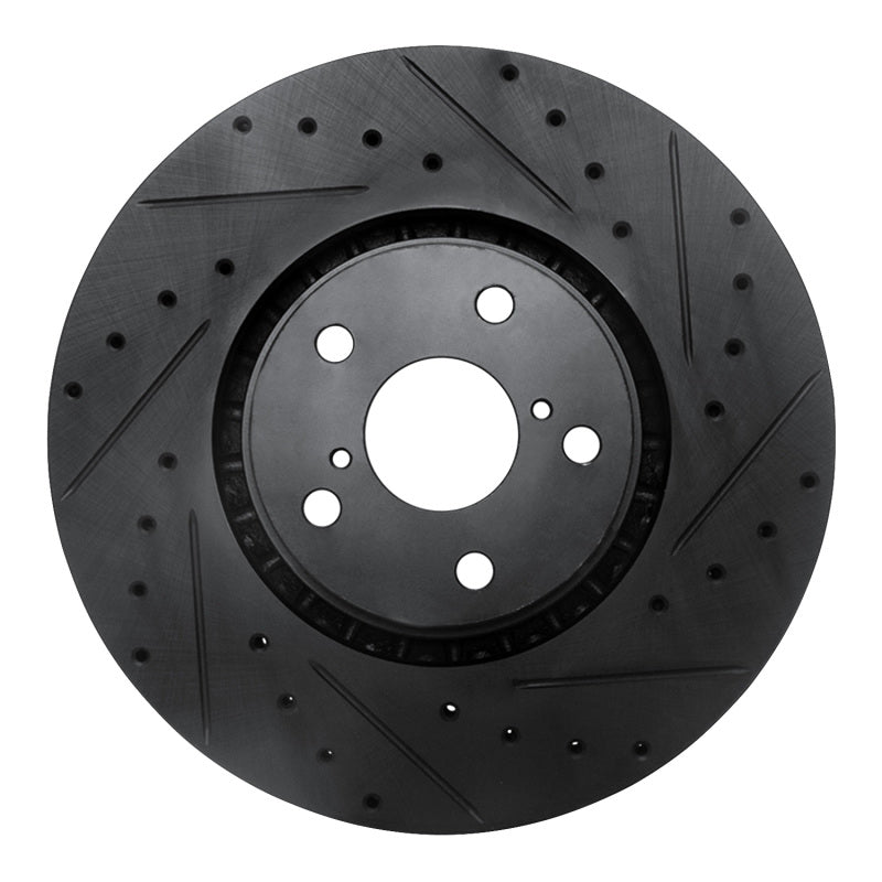 R1 Concepts R1 07-11 Lexus GS350 Right Front Drilled & Slotted Black Brake Rotor