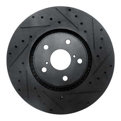 R1 Concepts R1 07-11 Lexus GS350 Right Front Drilled & Slotted Black Brake Rotor
