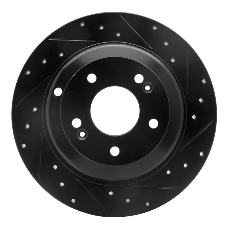 R1 Concepts R1 10-16 Hyundai Genesis Coupe Rear Right Drilled & Slotted Black Brake Rotor