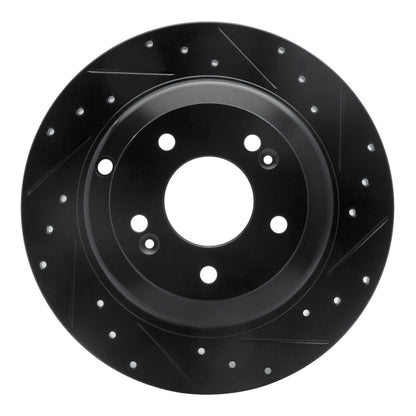R1 Concepts R1 10-16 Hyundai Genesis Coupe Rear Right Drilled & Slotted Black Brake Rotor