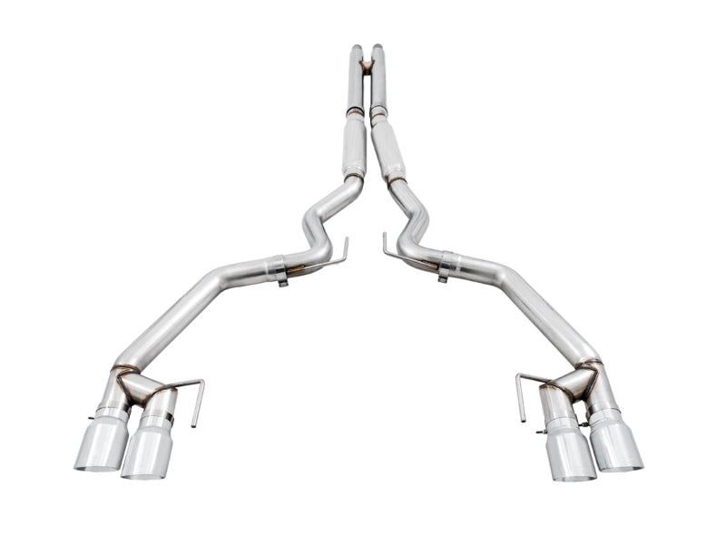 AWE Tuning 2018+ Ford Mustang GT (S550) Cat-Back Exhaust - Track Edition (Quad Chrome Silver Tips)
