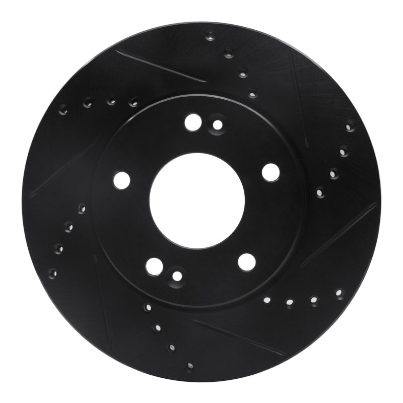 R1 Concepts R1 10-11 Kia Soul Front Right Drilled & Slotted Black Brake Rotor