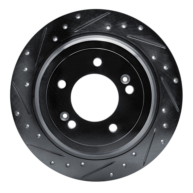 R1 Concepts R1 17-25 Hyundai Nexo Rear Left Drilled & Slotted Black Brake Rotor