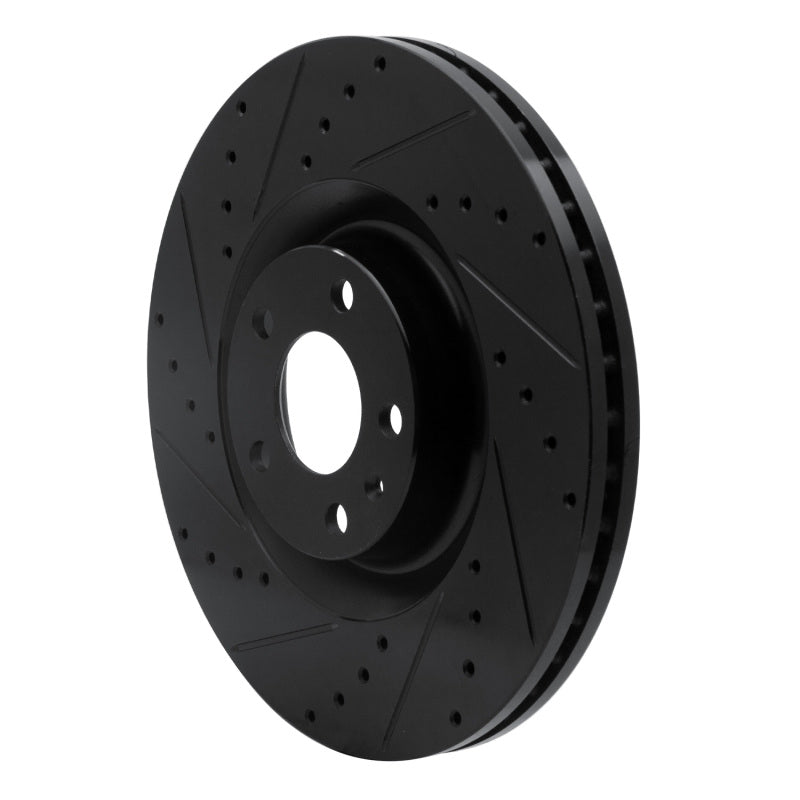 R1 Concepts R1 04-09 Audi S4 Front Left Drilled & Slotted Black Brake Rotor