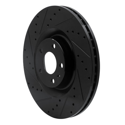 R1 Concepts R1 04-09 Audi S4 Front Left Drilled & Slotted Black Brake Rotor