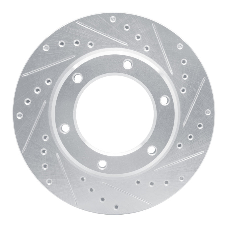 R1 Concepts R1 90-92 Toyota Land Cruiser Front Right Drilled & Slotted Silver Brake Rotor