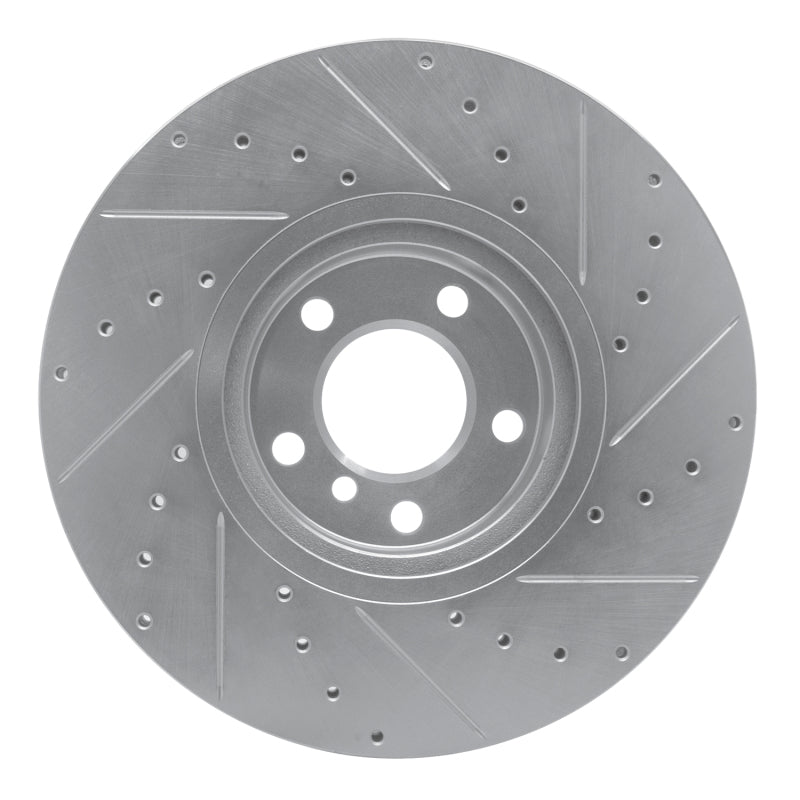 R1 Concepts R1 07-18 BMW X5 Front Left Drilled & Slotted Silver Brake Rotor