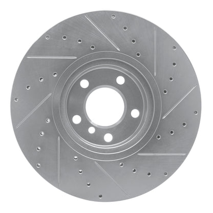 R1 Concepts R1 07-18 BMW X5 Front Left Drilled & Slotted Silver Brake Rotor