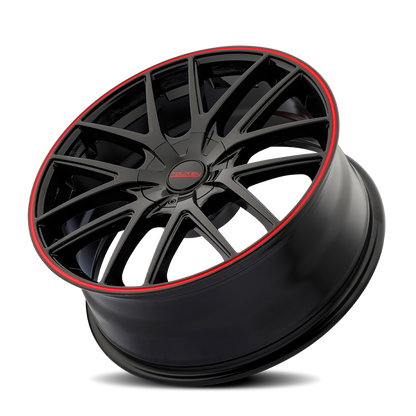 Touren 3260 TR60 20x8.5 / 5x108/114.3 BP / 40mm Offset / 72.62mm Hub Gloss Black w/ Red Ring Wheel