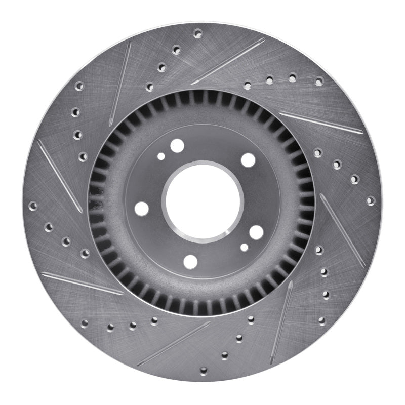 R1 Concepts R1 10-16 Hyundai Genesis Coupe Front Right Drilled & Slotted Silver Brake Rotor