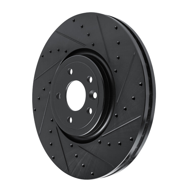 R1 Concepts R1 16-24 Jaguar XF Front Right Drilled & Slotted Black Brake Rotor