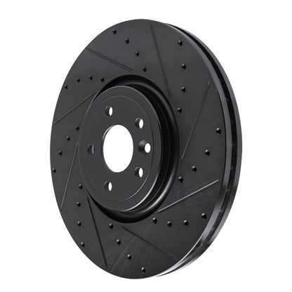 R1 Concepts R1 16-24 Jaguar XF Front Right Drilled & Slotted Black Brake Rotor