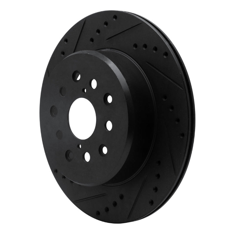 R1 Concepts R1 93-98 Toyota Supra Rear Left Drilled & Slotted Black Brake Rotor
