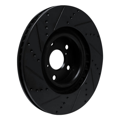 R1 Concepts R1 09-11 Lexus IS350 Left Front Drilled & Slotted Black Brake Rotor