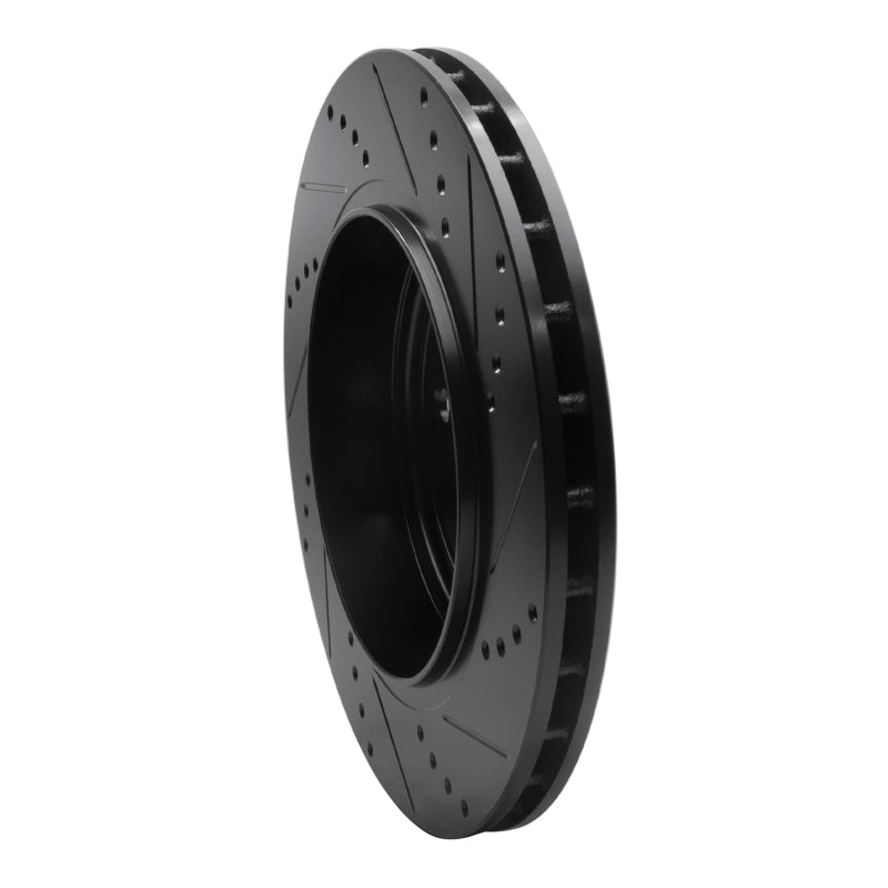 R1 Concepts R1 2012-2025 Dodge Durango Rear Left Drilled & Slotted Black Brake Rotor