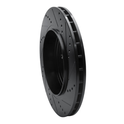 R1 Concepts R1 2012-2025 Dodge Durango Rear Left Drilled & Slotted Black Brake Rotor