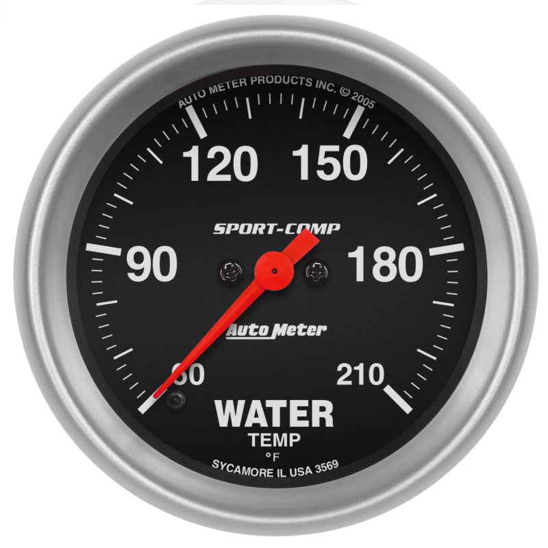 Autometer Sport-Comp 2-5/8in Water Temperature 60-210 Degrees F Stepper Motor Gauge