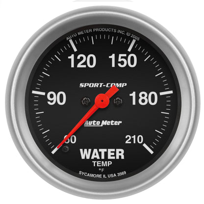 Autometer Sport-Comp 2-5/8in Water Temperature 60-210 Degrees F Stepper Motor Gauge