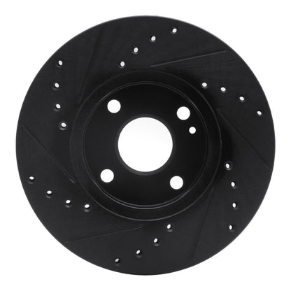 R1 Concepts R1 94-02 Mazda Miata Front Right Drilled & Slotted Black Brake Rotor