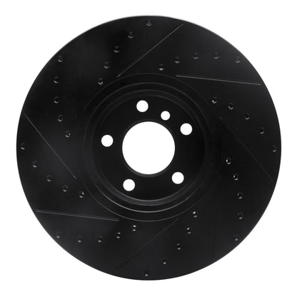 R1 Concepts R1 02-06 BMW X5 Front Right Drilled & Slotted Black Brake Rotor