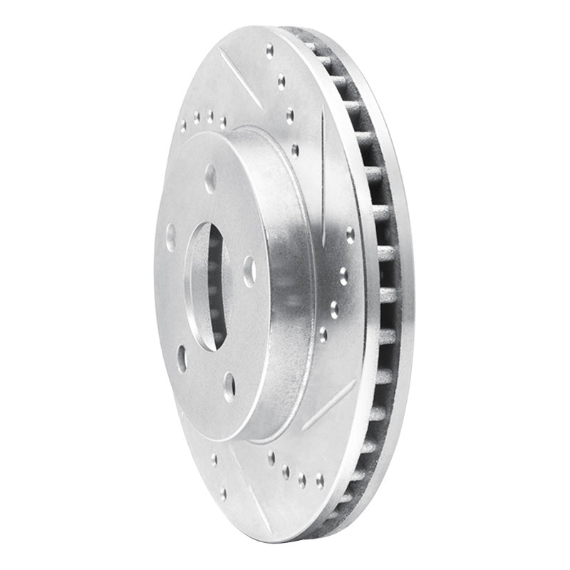R1 Concepts R1 86-92 Ford Taurus SHO Front Right Drilled & Slotted Silver Brake Rotor