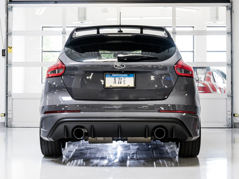 AWE Tuning Ford Focus RS Touring Edition Cat-Back Exhaust- Resonated - Chrome Silver Tips