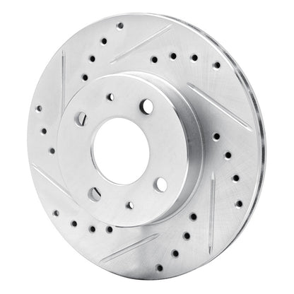R1 Concepts R1 88-06 Nissan Sentra Front Left Drilled & Slotted Silver Brake Rotor