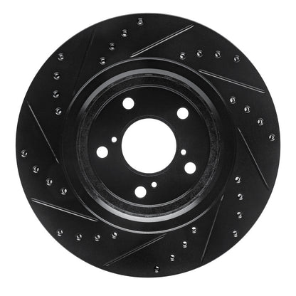 R1 Concepts R1 15-25 Acura MDX Front Right Drilled & Slotted Black Brake Rotor