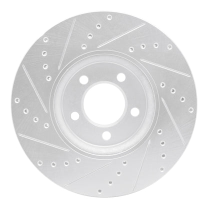 R1 Concepts R1 06-08 Jaguar S-Type Front Right Drilled & Slotted Silver Brake Rotor