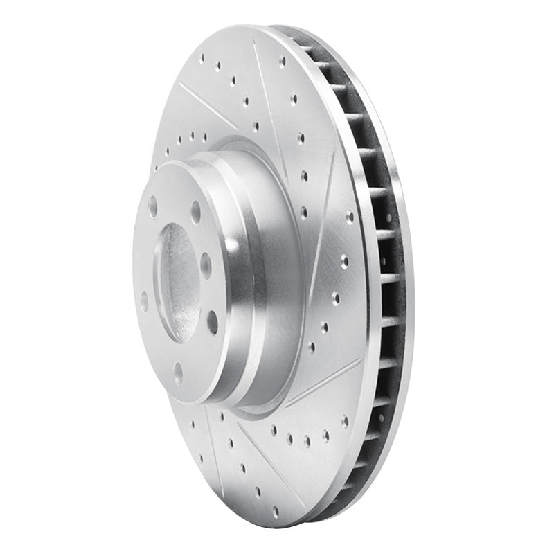 R1 Concepts R1 95-01 BMW 750IL Front Right Drilled & Slotted Silver Brake Rotor