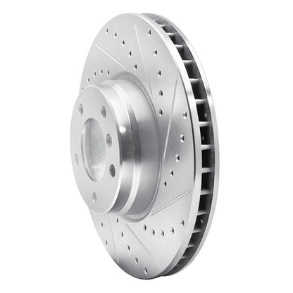 R1 Concepts R1 95-01 BMW 750IL Front Right Drilled & Slotted Silver Brake Rotor