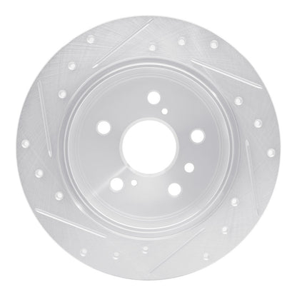 R1 Concepts R1 07-12 Lexus ES350 Rear Right Drilled & Slotted Silver Brake Rotor
