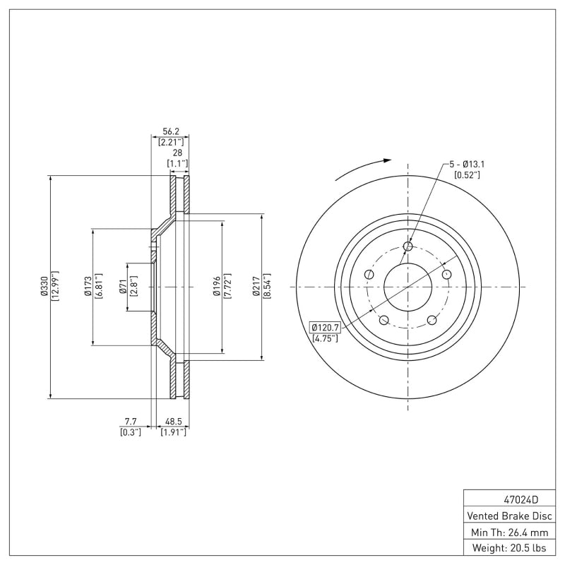 DFC 88-96 Chevrolet Corvette Right Front Brake Rotor