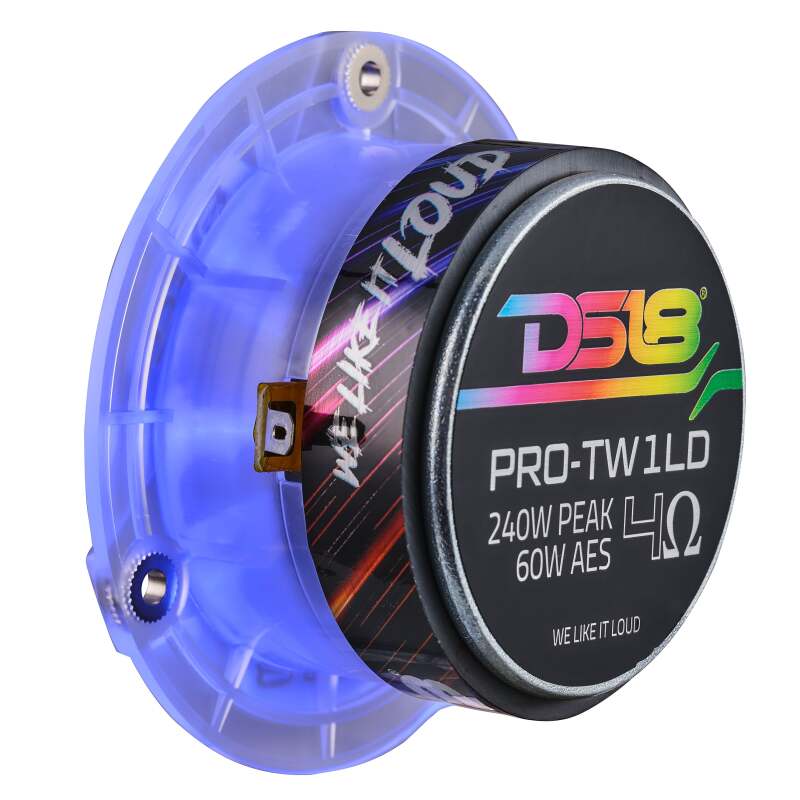 DS18 3.8in Super Bullet Tweeter 120 Watts RMS 1in Aluminum Vc 4 ohm Digital LED Lights